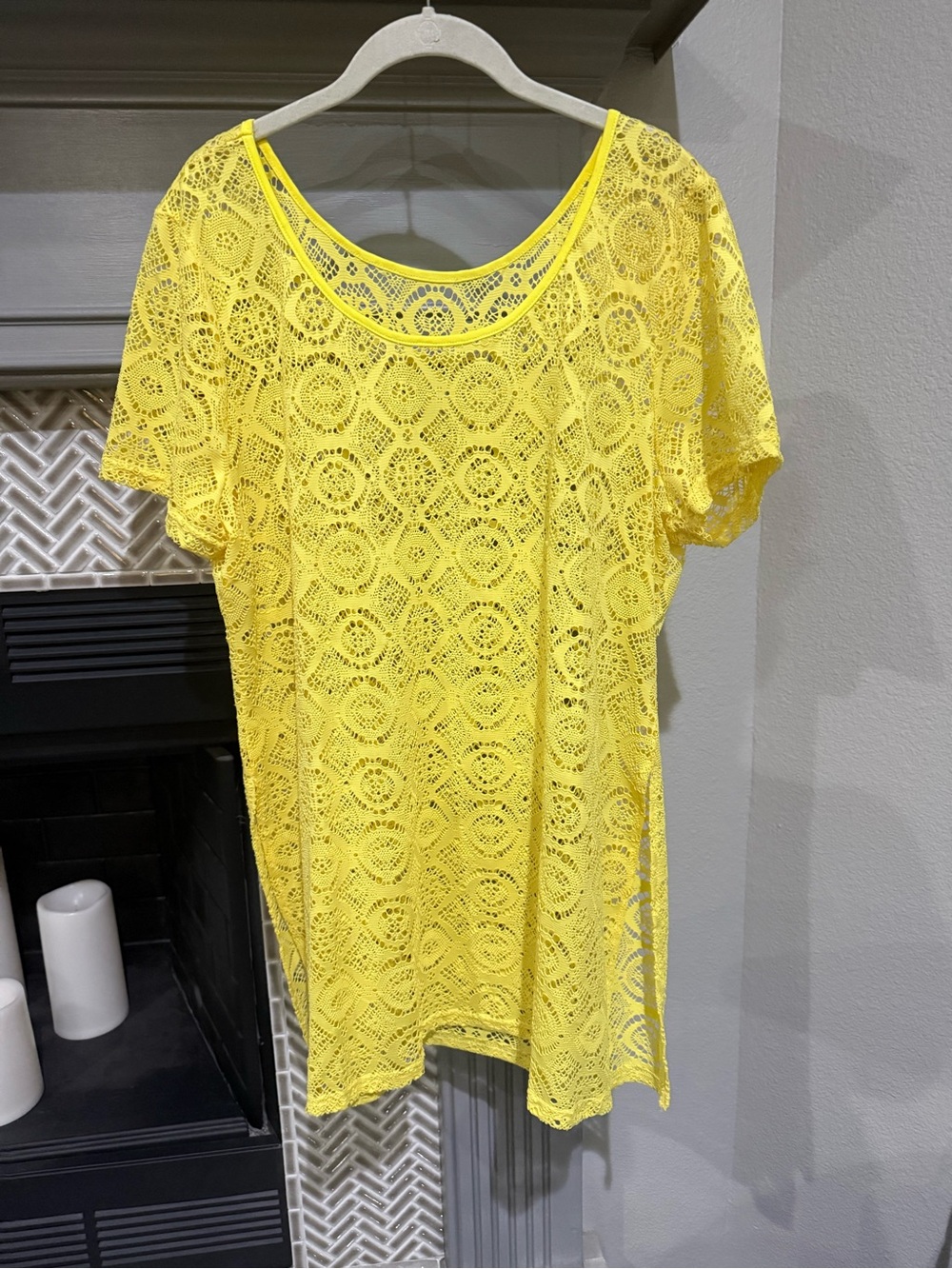 Yellow Crochet Swim Coverup Tunic